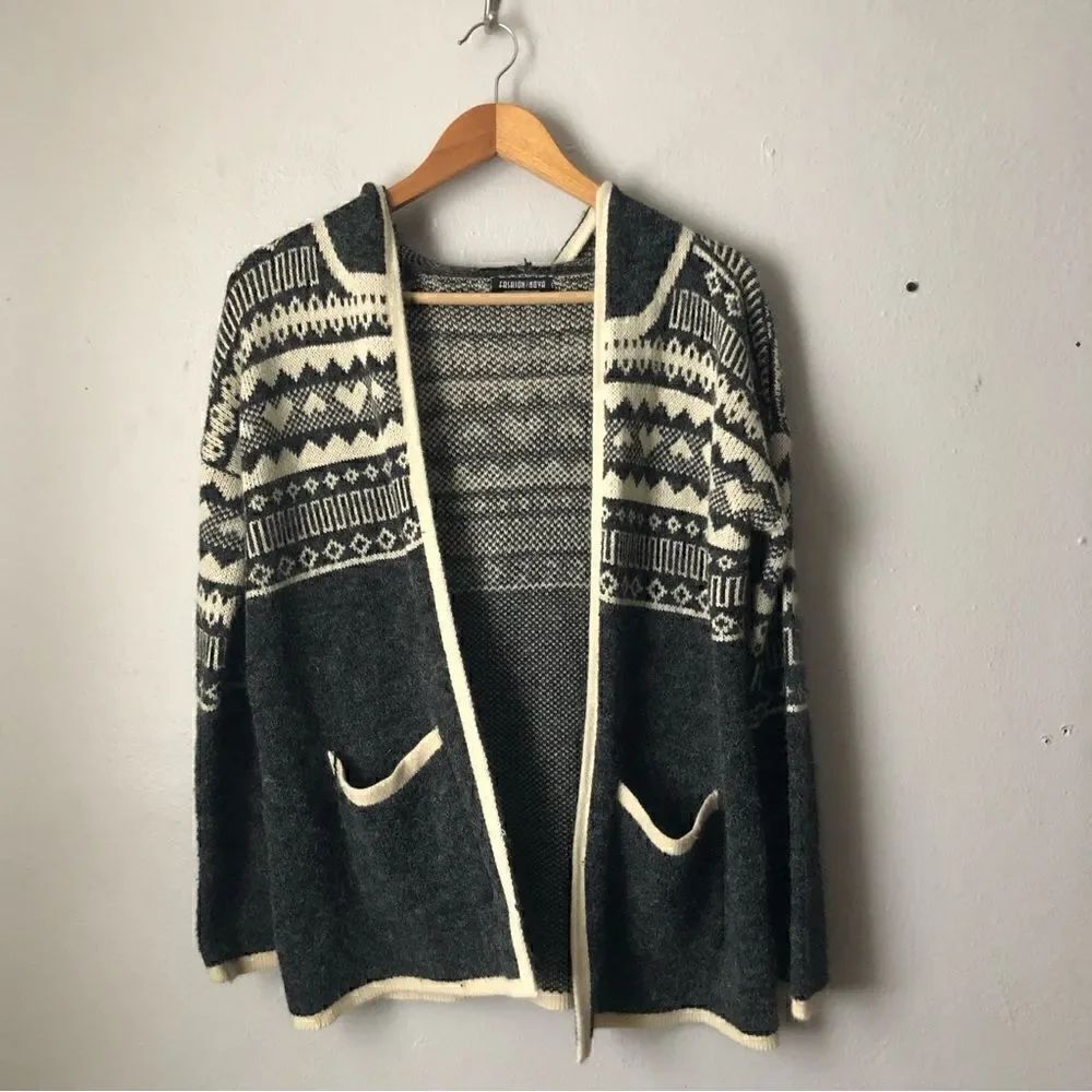 Fashion Nova wool blend open front hooded cardigan